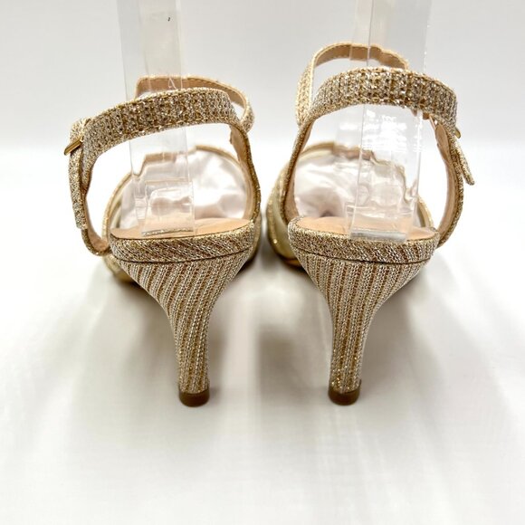 Paradox London Womens Size 7.5 Helice‎ Champagne Gold Dress Sandals Heels Shoes - Picture 7 of 13